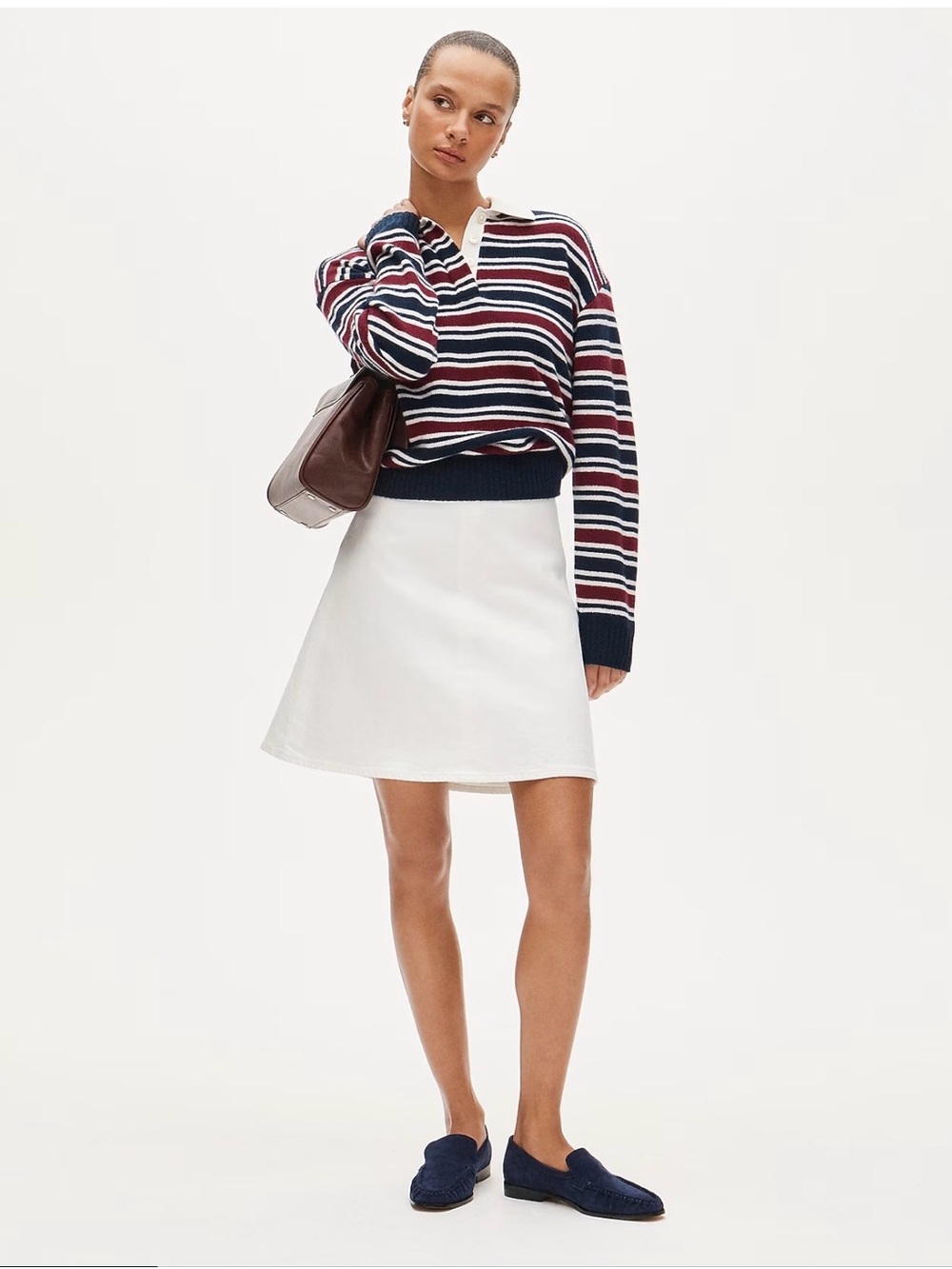 J.Crew Fairfax A-Line Denim Skirt White Size 00 NWT